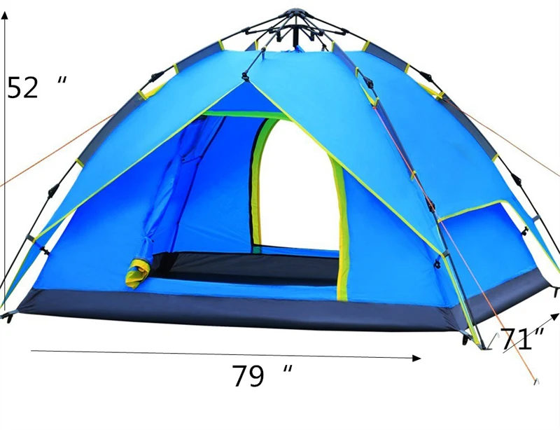 Открытый 3-4 человек водонепроницаемый кемпинг палатка двойной слой семья Пешие прогулки Автоматический мгновенный
