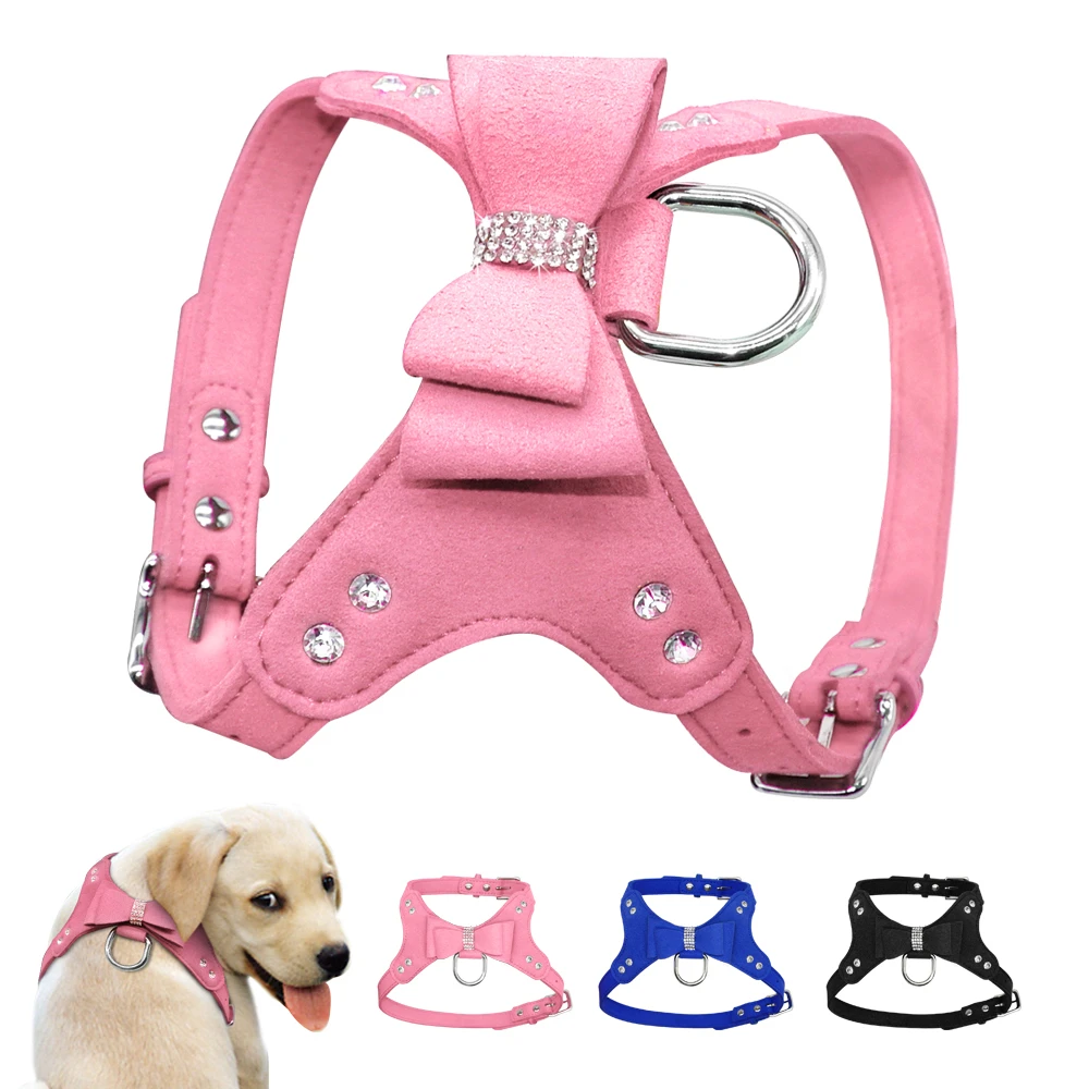 pink leather dog harness