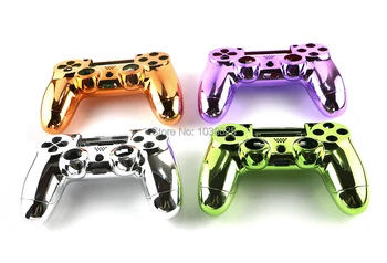 

Chrome Case Front+back Upper Under Cover Housing Shell with middle controller frame for PS4 Controller Gamepad Replacement