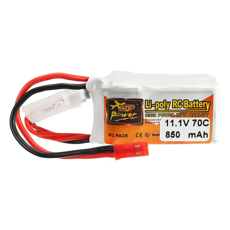 

4PCS ZOP Power 11.1V 850mah 70C 3S Lipo Battery JST Plug For RC FPV Racing Drone