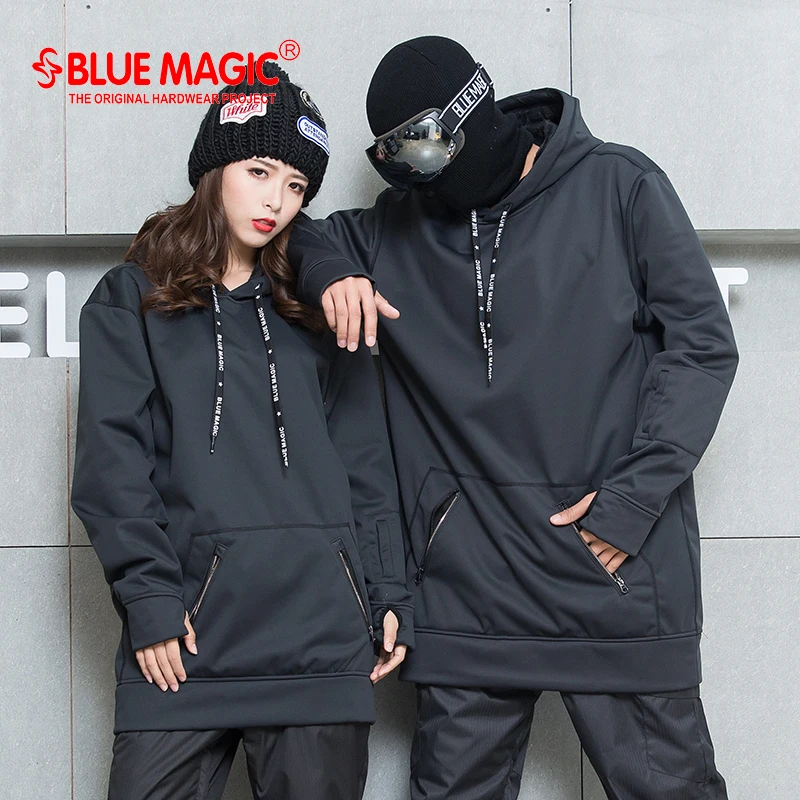 Bluemagic snowboard Soft shell combinado tela larga con capucha mujeres y hombres sudaderas impermeables trajes de esquí a prueba de viento