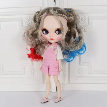 

factory blyth doll 1/6 toy joint body white skin Harley Quinn Carved lips Matte face with eyebrow customized face makeup face