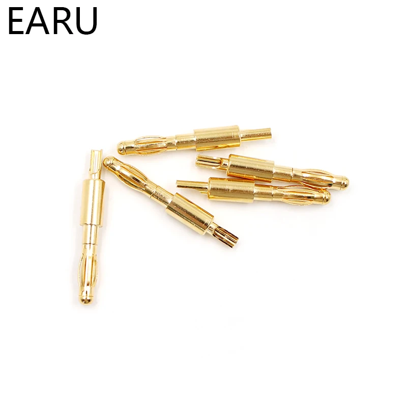Banana Plugs 4pcs 4mm Gold Plated Musical Speaker Cable Wire Pin Connectors Socket Red Black Blue Green Yellow