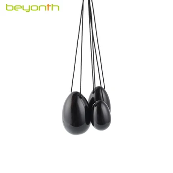 

BEYONTH 3 PCS Natural Black Obsidian Yoni Egg for Kegel Exercise Pelvic Floor Vaginal Muscle Exerciser Jade Egg Massage Ball