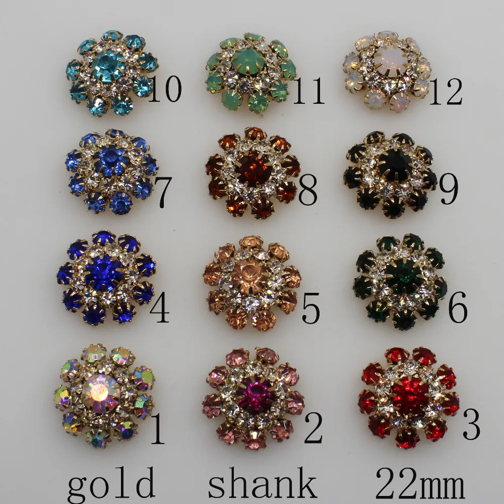 Круглая металлическая швейная пуговица Стразы 5 шт. 22 мм|rhinestone buttons|round rhinestone