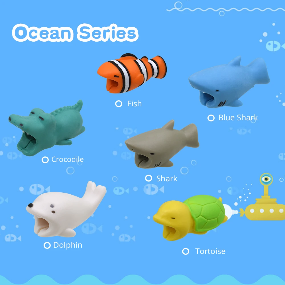 

TISHRIC Silicone Usb Charger Winder Cord Cable Protector Saver Animal Bite Chompers Cartoon Wire Organizer holder For Iphone 6 7