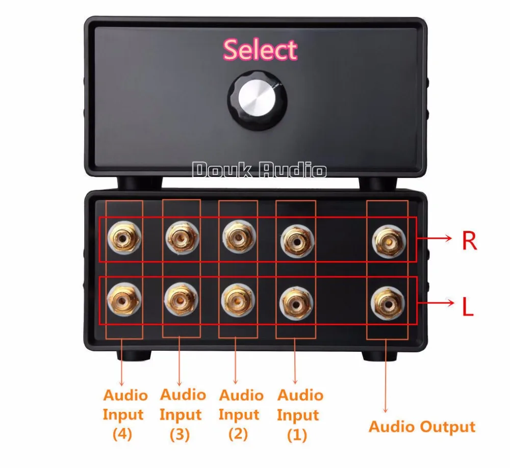 2017 Lastest Douk аудио пассивный стерео 4 в 1 из RCA сплиттер/переключатель селектора DIY