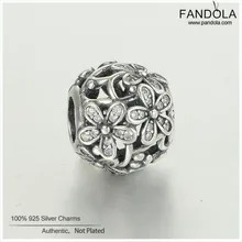 Маргаритка Луг цветок бусины амулеты Серебро 925 для браслета Argent DIY Шарм аксессуары для ювелирных изделий kralen