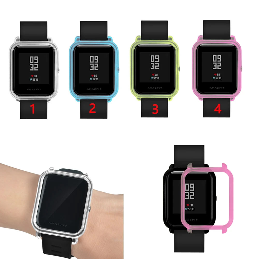 Прозрачный чехол из поликарбоната для Xiaomi Huami Amazfit Bip Smart Watch, цветной тонкий защитный чехол