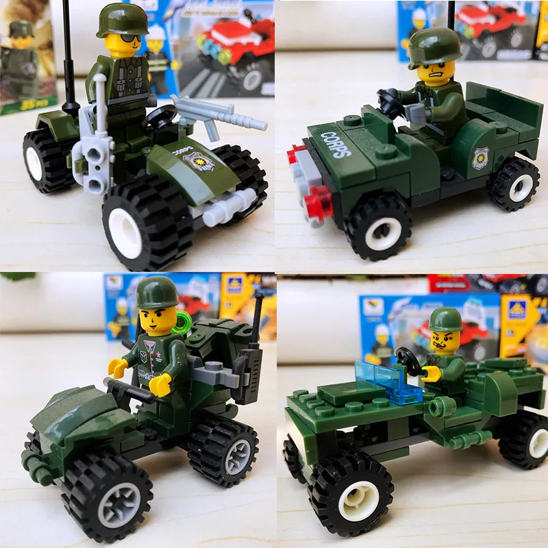 

Mini modern military Vehicle world wars helicopter Armored jeep cars tank metal model building blocks for kids toys
