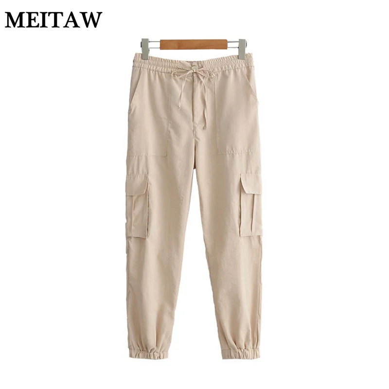 Summer Autumn Women Long Pants 2019 Harajuku Solid Elastic Waist Trousers Casual Female Pockets Streetwear | Женская одежда