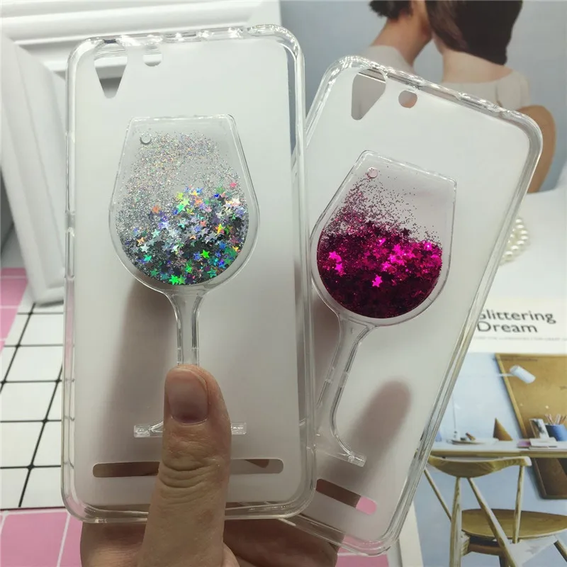 

Glitter Quicksand Phone Cases for Lenovo K5 / K5 Plus / Lemon 3 A6020A46 A6020 Case Bling Cute Cup Soft Silicon Back Cover 3D