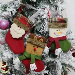 3 шт./лот рождественские украшения Санта Клаус снеговик лося носки рождественские чулки подарок конфеты брелоки для сумки елка висячие