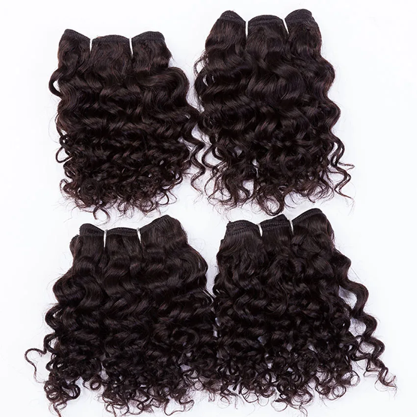 EVET Kinky Curly Brazilian Human hair 4pcs 4x8 7A Unprocessed Virgin hair Weaves Set Not Full Head Hair Extensions #1b #2 #4