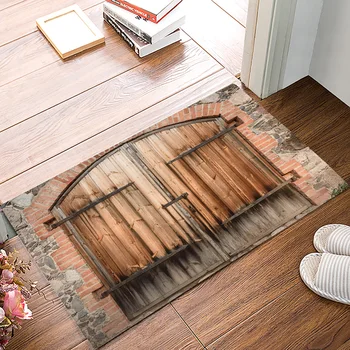 

Old Stone House Crack in Stone Brick Wall Doormats For Entrance Way Bathroom Accessories Set Dirt Debris Mud Trapper Boot Shoes