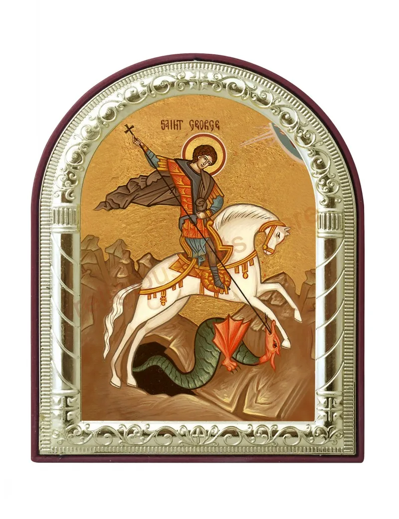 

can stand metal craft small religious icon pendant decoration images of saint George greek icon orthodox Decoration Accessories