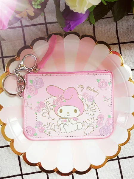 IVYYE 1 шт. с рисунками из мультфильма «My Melody» аниме, плюшевая держатель для карт из искусственной кожи с отделением для кредитных сумки для монет на молнии-автобус Чехол-портмоне с отделением для карт для маленьких девочек подарки на - Цвет: see chart