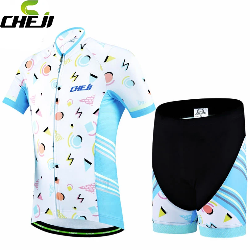 CHEJI Bike Children Team Bicycle Ropa Ciclismo Short Sleeve Cycling Jersey Shorts PAD Sets S-XXL boys-bike