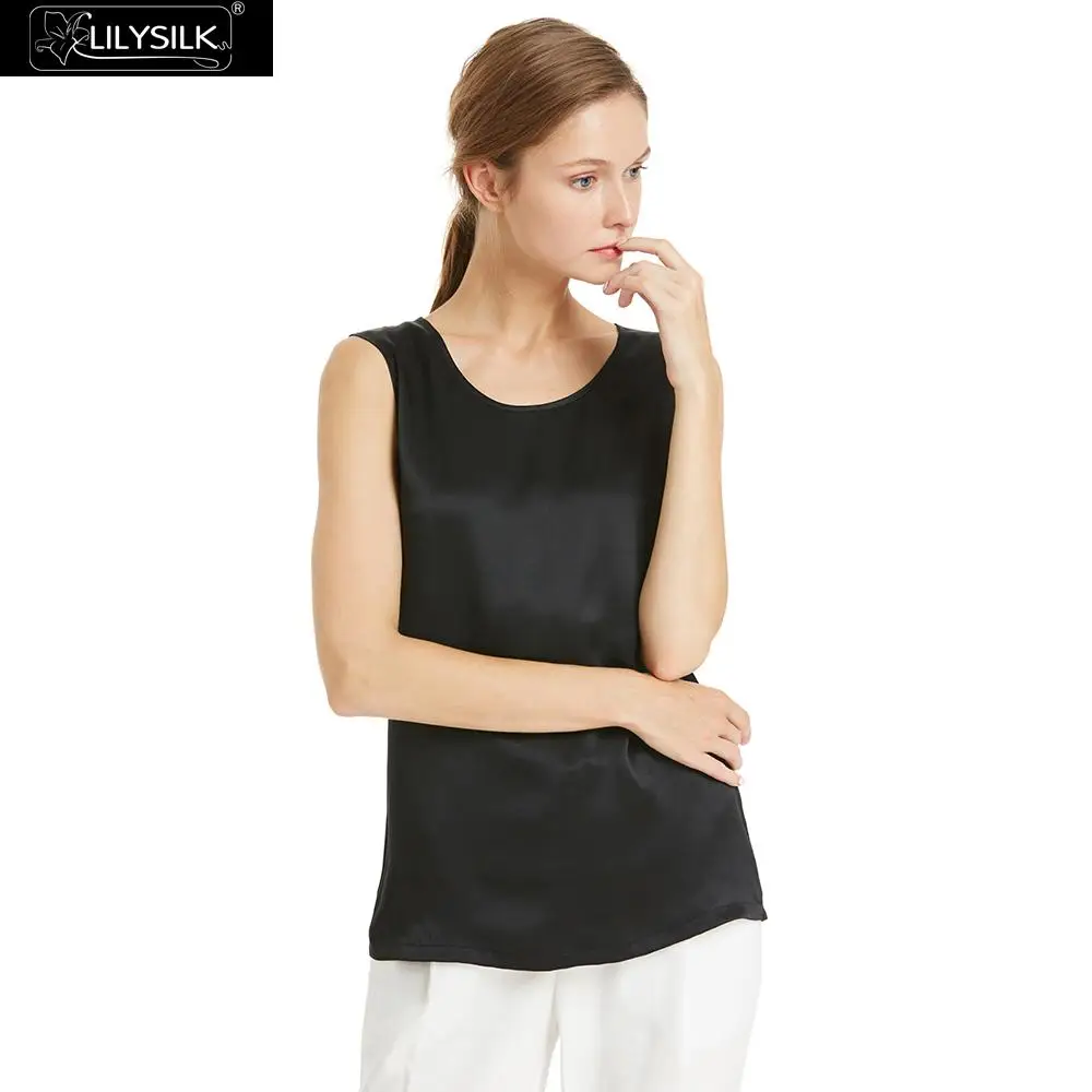 LILYSILK Top Women Elegant Lace Silk Vest for Lady 18mm Lotus Feminine
