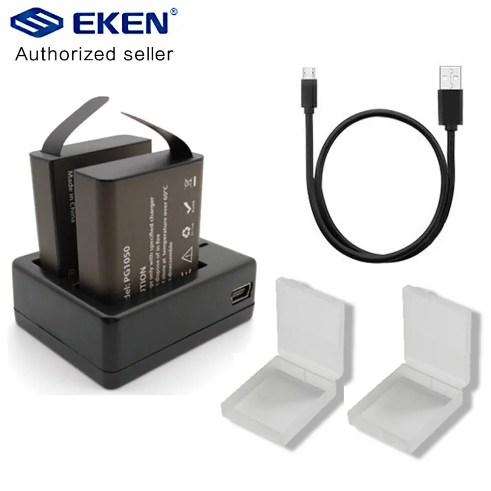 Оригинальный аккумулятор EKEN PG1050 и двойное зарядное устройство USB для SJCAM SJ4000 sj5000