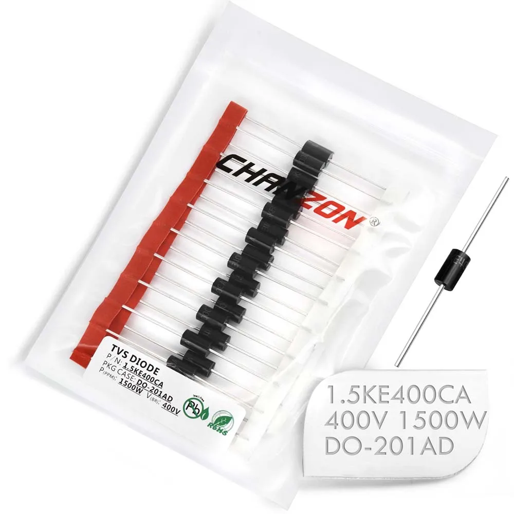 (20 pces) tvs diodos 1.5ke400ca 1500 w 400 v DO-201AD (do-27) canal bidirecional 1500 watts 400 volts