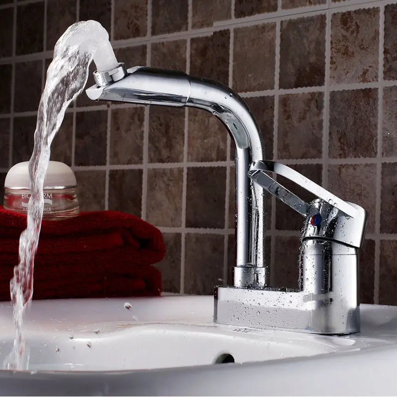 

Two Hole Basin Floor Mount Bathroom Kitchen Wash Faucet Mixer Water Taps