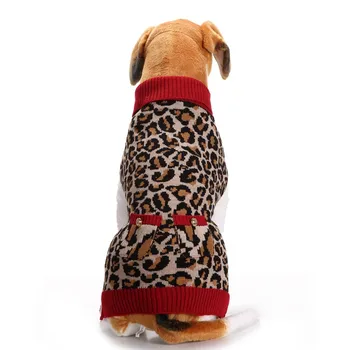 

New Autumn/winter Wool Pet Dog Sweaters cute Christmas leopard print Knitting Sweater for Medium and big Dog Pet Clothes(red)