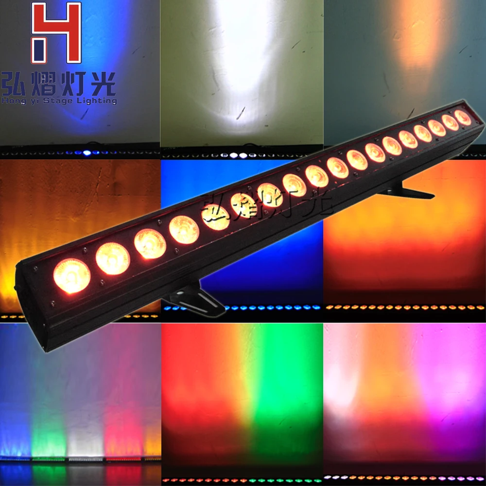 

Disco DJ Bar Light 18pcs RGB LED Wall Washer Light 18X12W Rows Multi Color DMX Programmable Led Wash Bar Back light