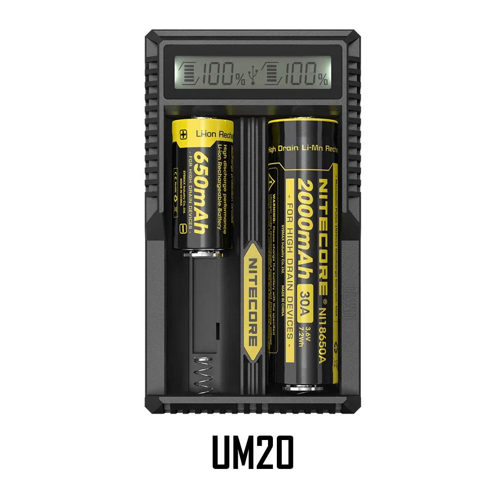 Nitecore UM10 UM20 ЖК-дисплей Цифровой Смарт USB зарядное устройство 18650 17650 17670 RCR123A 16340 14500 зарядное устройство - Цвет: Nitecore UM20