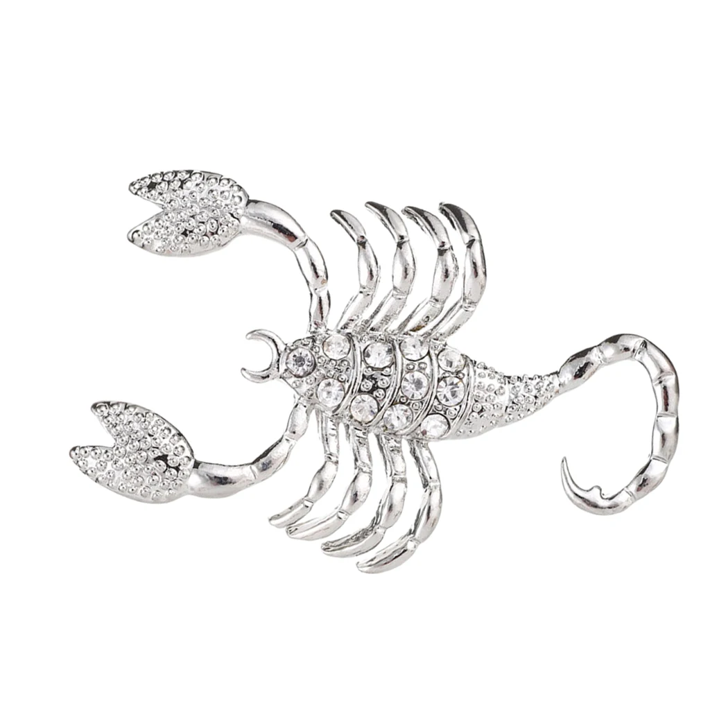 Silver Rhinestone Scorpion Animal Design Pin Brooch Charms Jewelry Badge Costume Party Ornaments