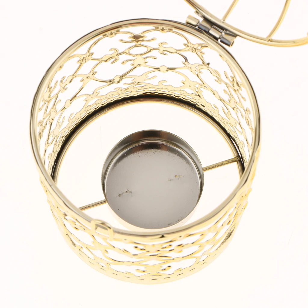 MagiDeal Hollowed Pattern Design Tealight Metal Candle Holder Hanging Lanterns Creative Birdcage Wedding Home Table Decoration