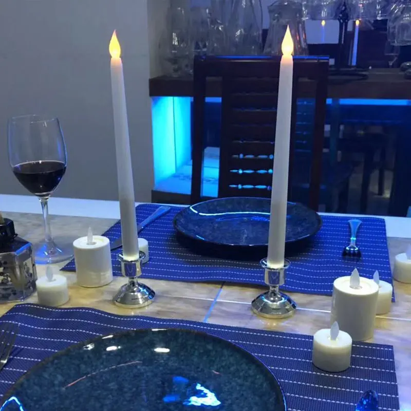 

Long Taper Candles Switch Button Led Battery Operated Flameless Window Taper Candles Flickering Candle Lights For Wedding Decor