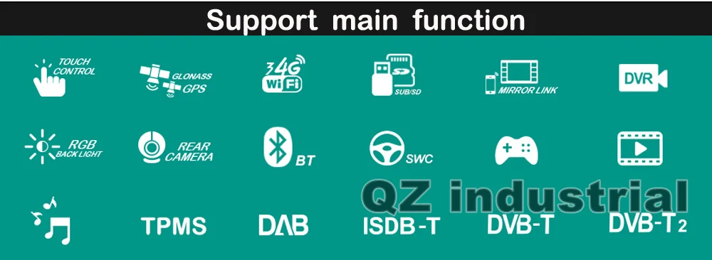 Flash Deal QZ industrial HD 10.2" 2.5D 8core Android 8.1 T8 for ZOTYE T600 2014-2017 Car DVD player with 3G 4G WIFI Radio Navi GPS RDS Map 1