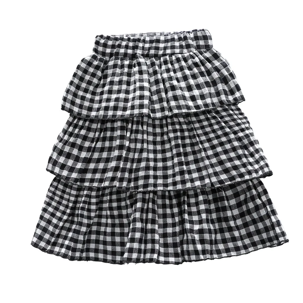 

Fashion 2019 Popular Models Gingham Check Multilayer Kilt Plaid Girls' Casual Simple Cute Children's Clothes girl dress F4