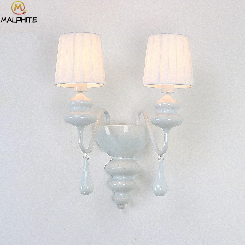 

Nordic Retro Iron Pendant LED Wall Lamp Modern Bedroom Bedside Wall Light Luminaire Living Room White Decor Lighting Fixtures