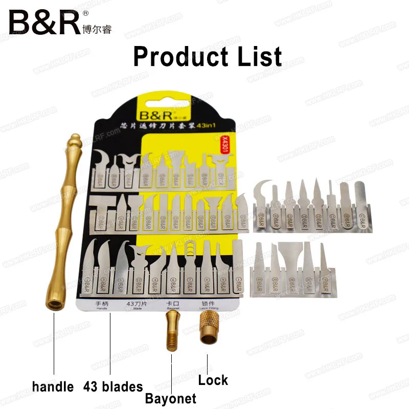 

43in1 CPU NAND Removal Graver Blade Glue Cleaning Pry Knife Phone Repair Tool For iPhone Motherboard Repair A9 A10 A11
