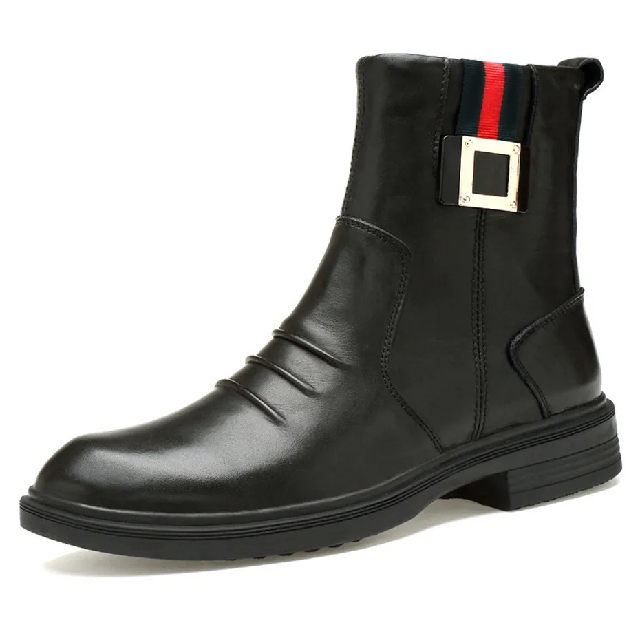 NINYOO/Новинка; модные мужские шерстяные ботинки; ботинки из натуральной кожи на молнии; водонепроницаемые ботинки martin; уличные зимние ботинки; большие размеры 45, 46