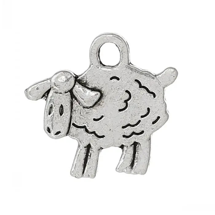 

DoreenBeads Charm Pendants Sheep Antique Silver 15mm x 14mm,100PCs from yiwu