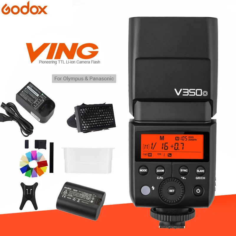 

Godox V350O TTL HSS 2.4G Camera Speedlite with Built-in Li-ion Battery fast 1/8000s GN36 0.1s~1.7s recycle for Olympus Panasonic