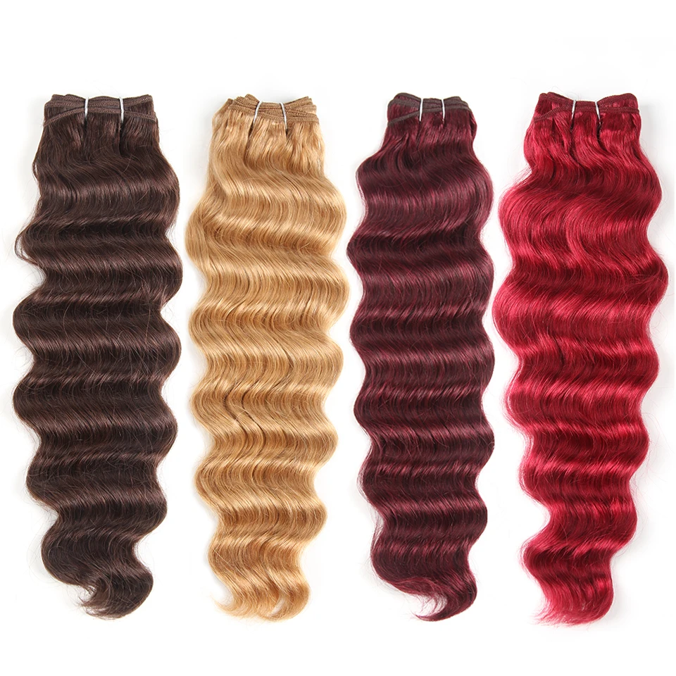 Joedir Pre-Colored Deep Wave Brazilian Hair 100% Human Hair Bundles Remy Weave Ombre Color Pink Blue Purple