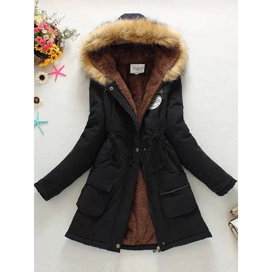 Koop Vrouwen mode basic warm uitloper jas multi color plus size 3XL capuchon parka uitloper lace up rits vrouwen slanke jassen