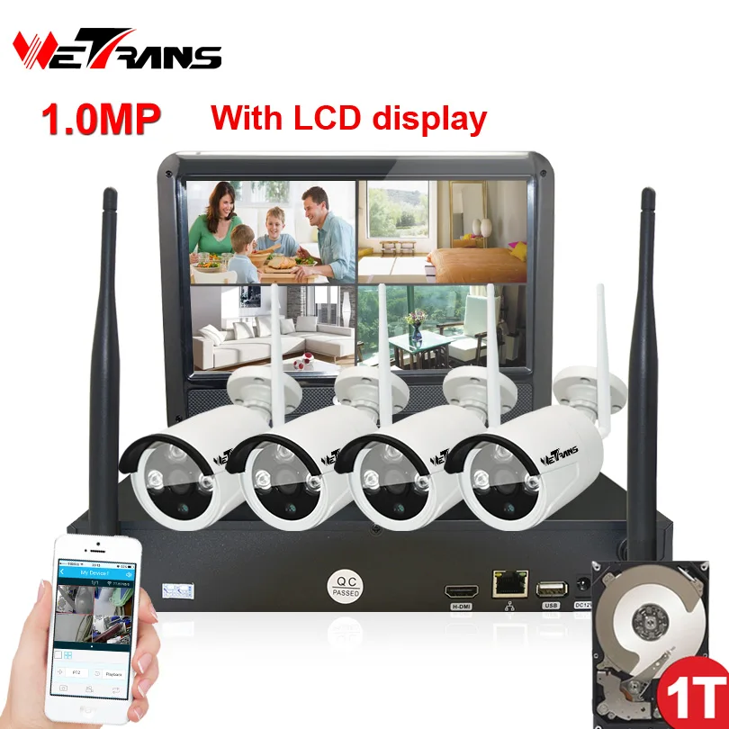 

Wireless Surveillance Camera System 10.1 Inch LCD Display 4CH Wifi NVR P2P 20m IR Night Vision 720P HD Wireless CCTV System Wifi