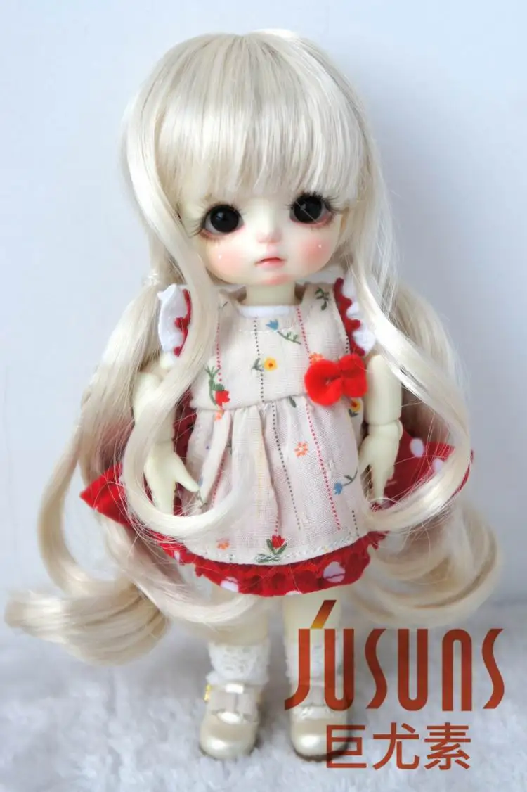 JD337 1/8 1/6 красивый синтетический мохер BJD кукольные парики Размер 5-6 дюймов 6-7 дюймов кукла длинный пони коса парик модные кукольные аксессуары - Цвет: 5-6inch Blond SM202