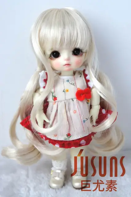 JD337 1/8 1/6 1/4 Pretty Synthetic Mohair BJD Wigs Suit For Size 5-6 Inch 6-7 Inch 7-8 Inch Doll Free Shipping Doll Hair Only Blond SM202