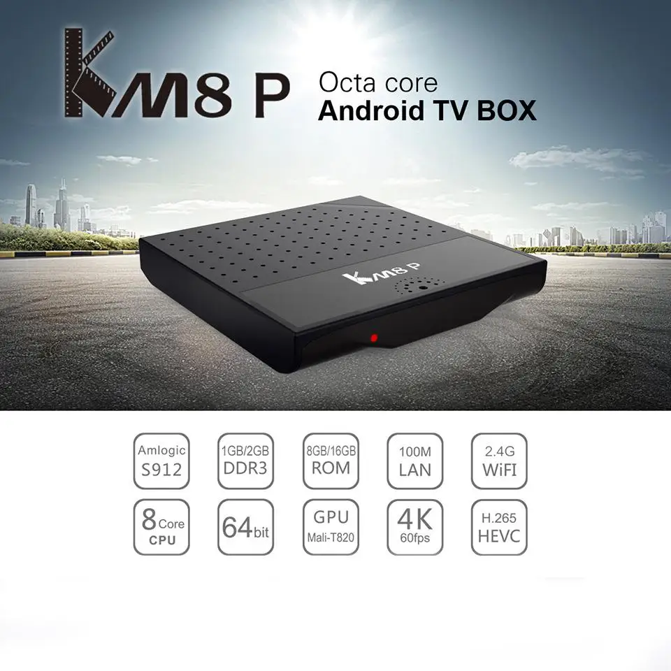 Lumiparty Smart ТВ коробка KM8P Amlogic S912 64-бит Восьмиядерный Android 6,0 4 К* 2 К@ 60 Гц 1 ГБ/2 ГБ+ 8 ГБ/16 ГБ Wi-Fi Потоковое Media Player