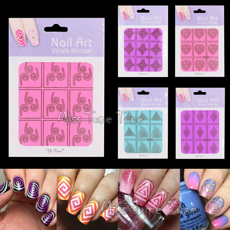 

1pcs Nail Art Stencils Tip Nail Vinyls Guide Circle Square Irregular Triangle Star Swirl Spiral Template Stickers Manicure Decal