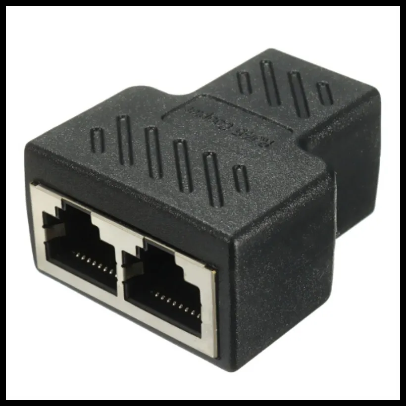 

High Qaulity Plastic Copper Core 1 To 2 LAN RJ45 Connector Network Cable Splitter Extender Plug Adapter Connector Black