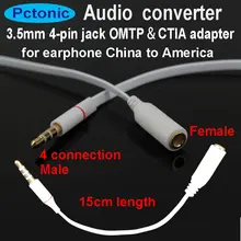 PCTONIC адаптер для наушников OMTP для CTIA 4-контактный разъем аудио адаптер кабельного штекера 3,5 мм смартфонов гарнитура для iphone в Китай конвертер