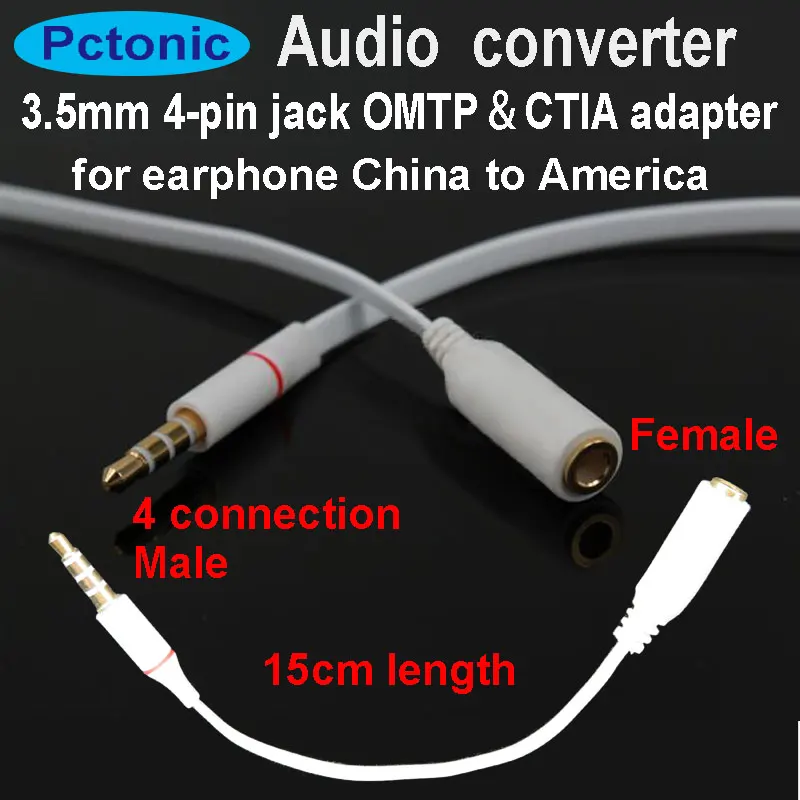 PCTONIC earphone adapter OMTP to CTIA 4 pin audio cable