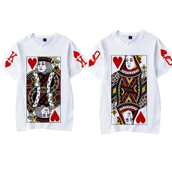 

Fashion Graphic Tumblr Poker Printing King Queen 3D T Shirt 2019 Summer Women Men Short Sleeve Casual Couple Matching Clothes